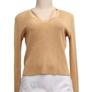 St. John Sport V-Neck Ribbed Knit Sweater